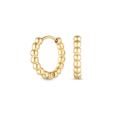 Beaded Gold Huggies